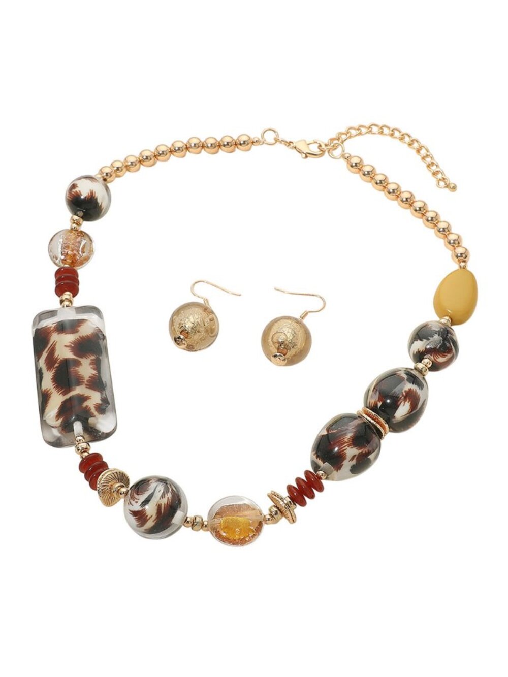 Tigerstars Abstract Leopard Resin Beaded Statement Necklace